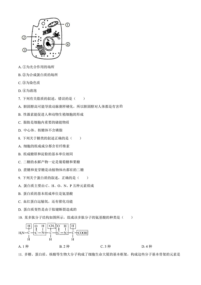 2022昆明师范专科学校附中高一上学期期末考试生物试题含解析02