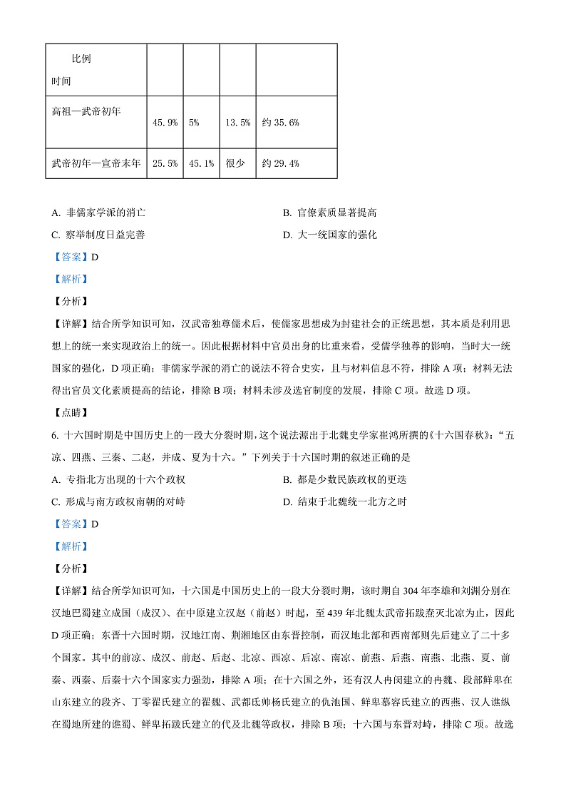 2022绍兴高一上学期期末考试历史含解析03
