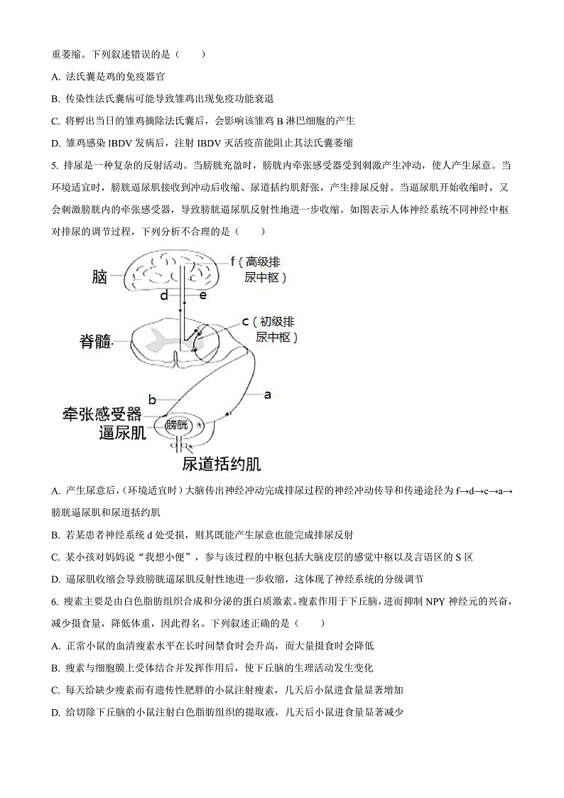 湖南省长沙市湖南师范大学附中2022-2023学年高二上学期第二次大练习生物试题  Word版无答案第2页
