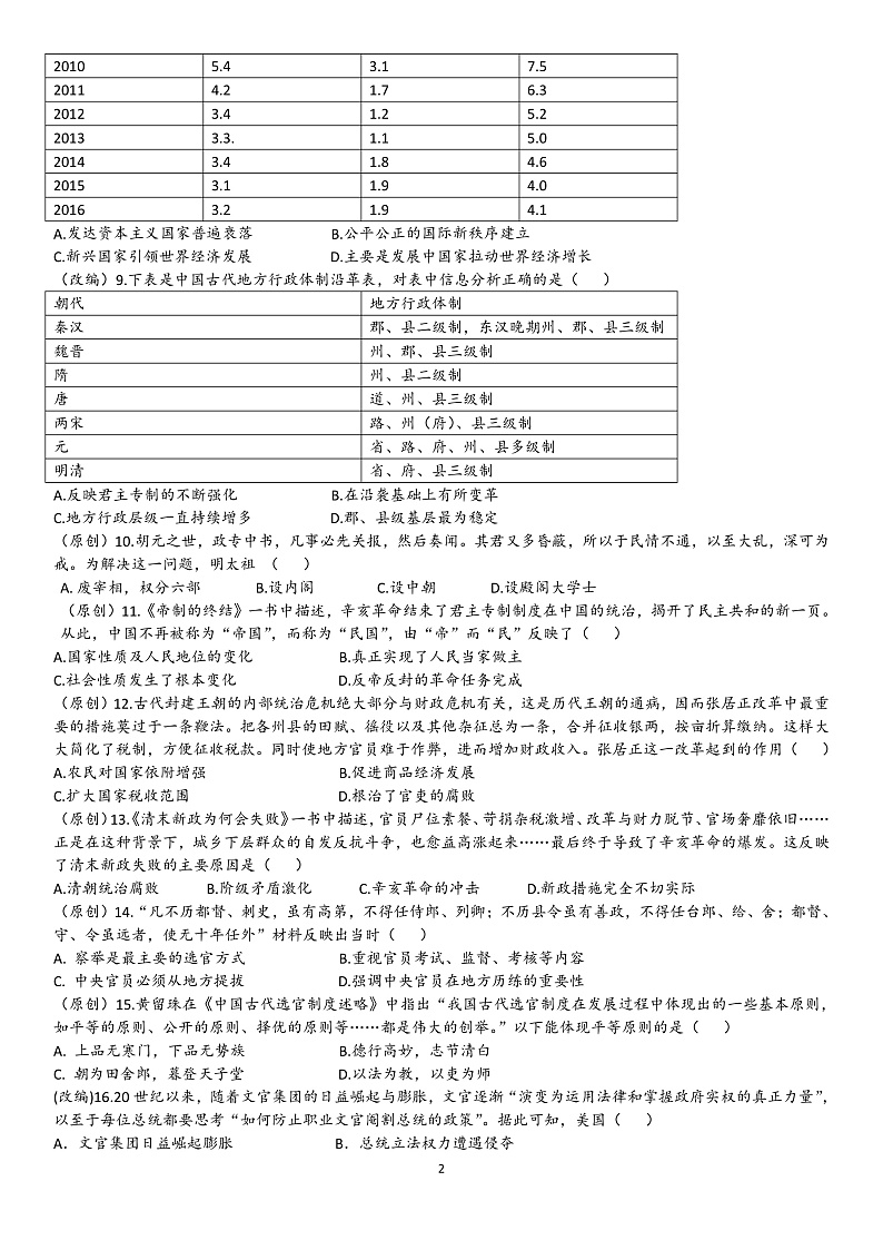 2023重庆铜梁中学等七校高二上学期第十四周（12月）联考试题历史PDF版含答案（可编辑）02