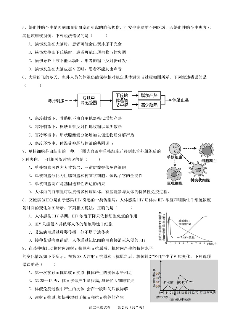 贵州省黔东南州凯里市第一中学2022-2023学年高二上学期12月月考生物试卷第2页