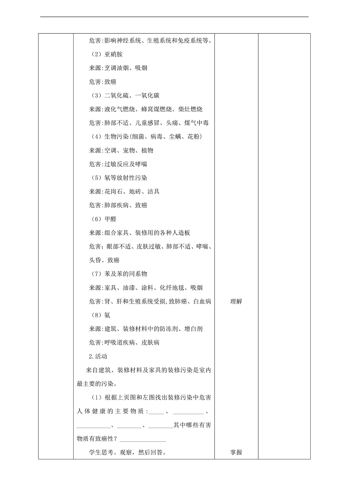 川教版生命生态安全八年级下册15《室内空气污染》 教案第3页