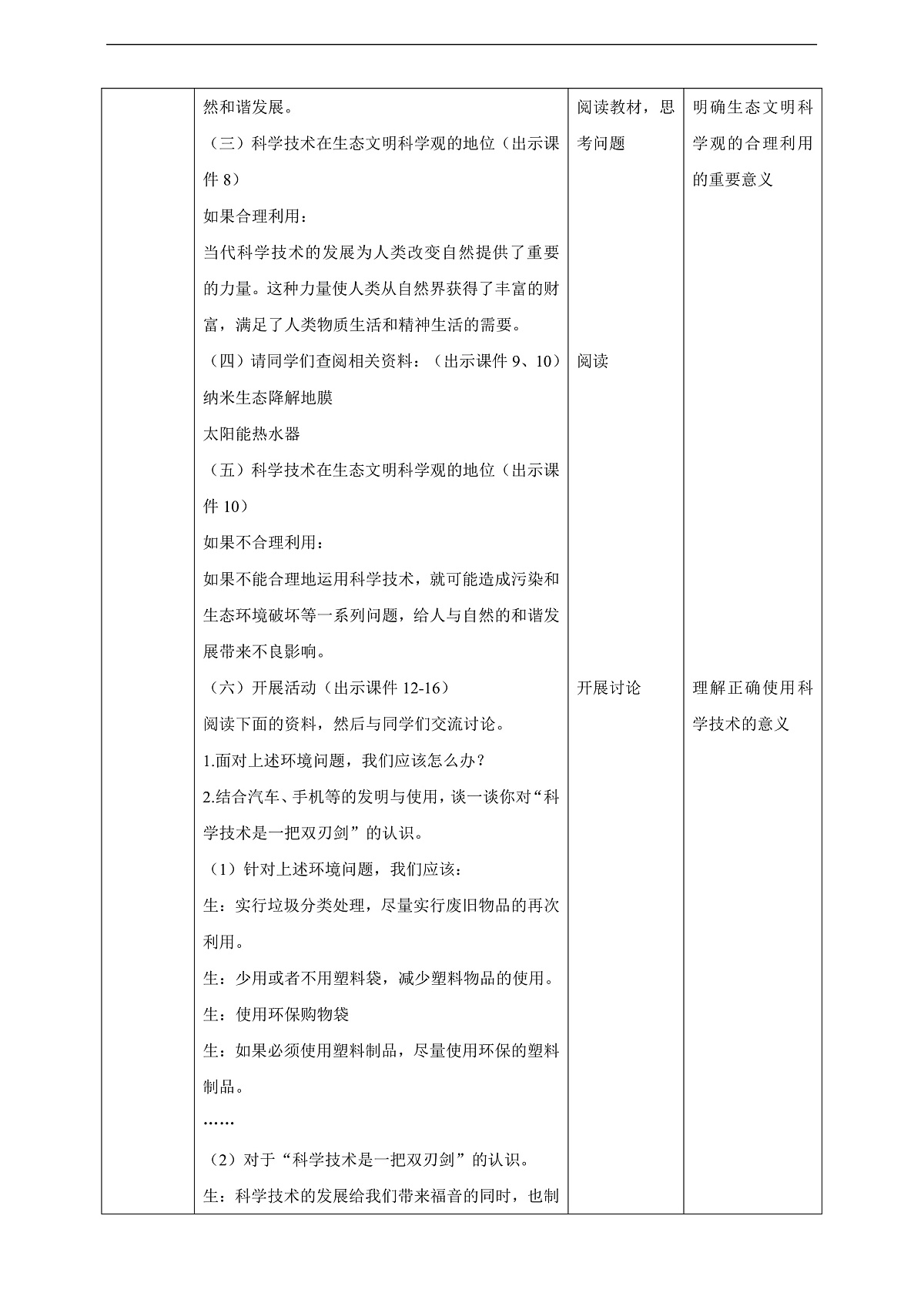 川教版生命生态安全九年级下册10《树立生态文明意识》教案第2页
