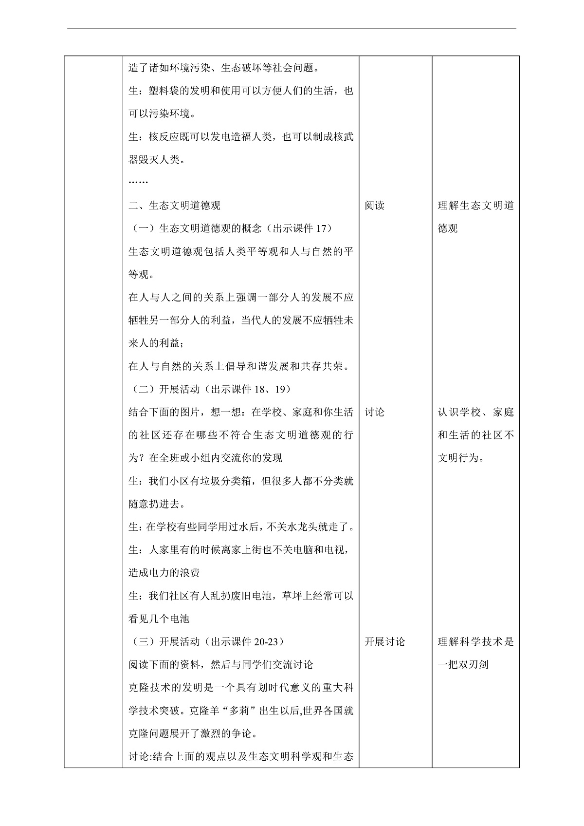 川教版生命生态安全九年级下册10《树立生态文明意识》教案第3页