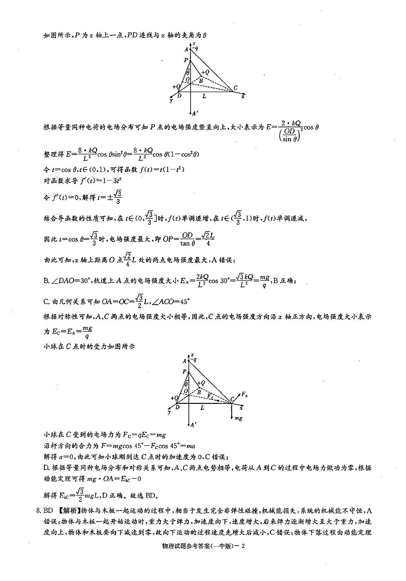 湖南省长沙市第一中学2023届高三月考卷（七）丨物理答案第2页