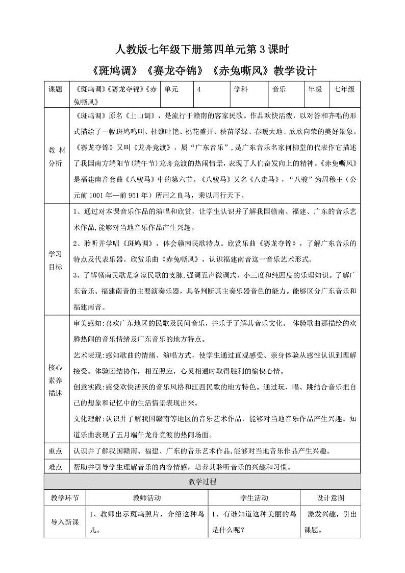 【核心素养】人教版七下4.3《斑鸠调》《赛龙夺锦》《赤兔嘶风》课件+教案+素材01