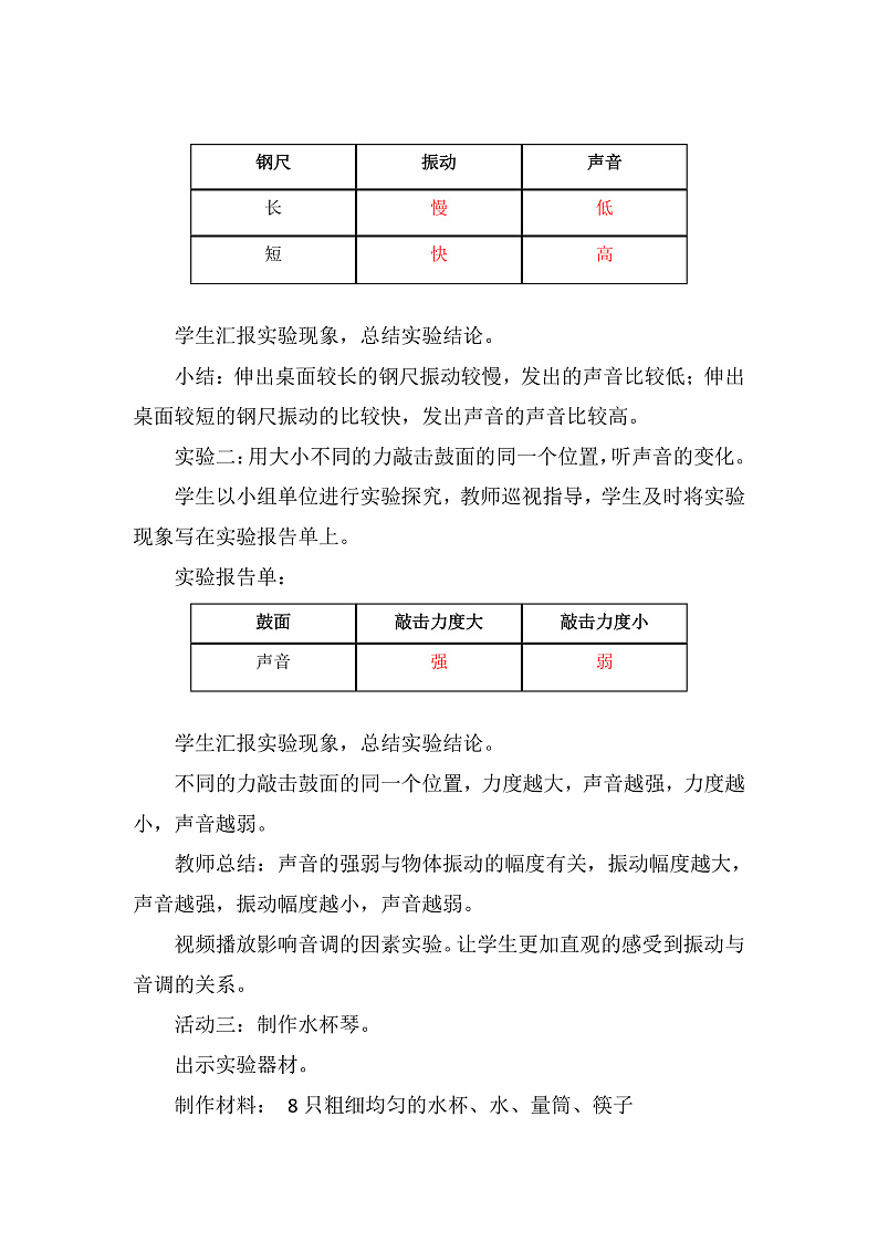 青岛版科学四年级下册2.7《声音的变化》教案第3页
