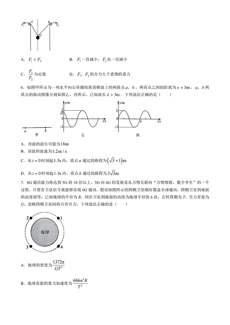 2024届河北省沧州市第一中学等部分示范性高中高三下学期三模试题 物理 （解析版）03