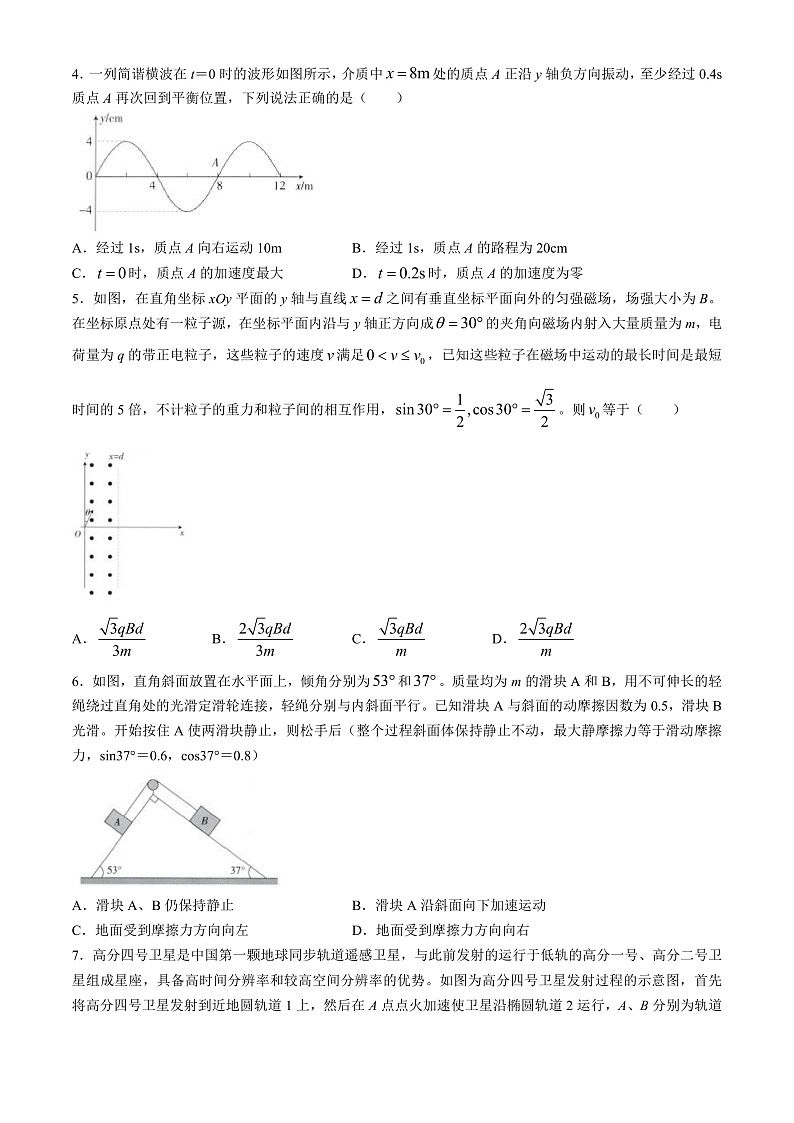 2024届江西省上进联考高三下学期5月高考适应性大练兵试题 物理 （解析版）02