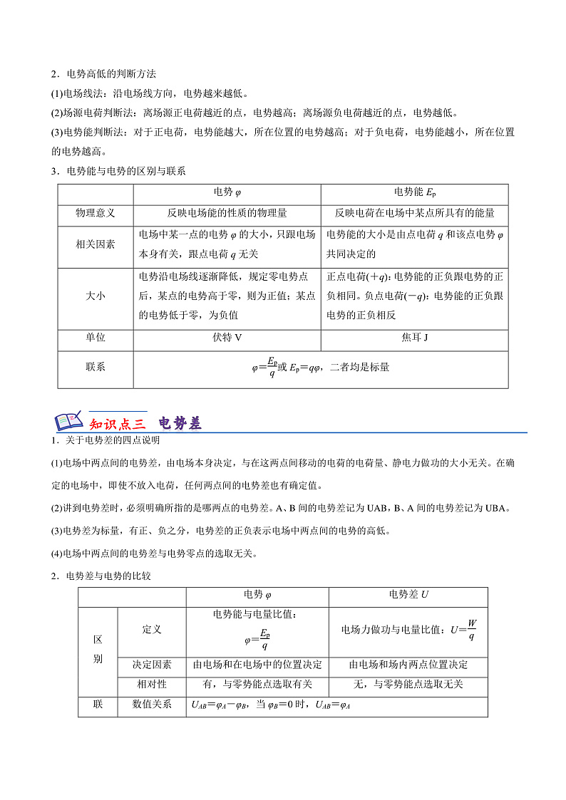 第10章 静电场中的能量  知识梳理+单元测试卷（原卷版+解析版）-人教版物理必修第三册03
