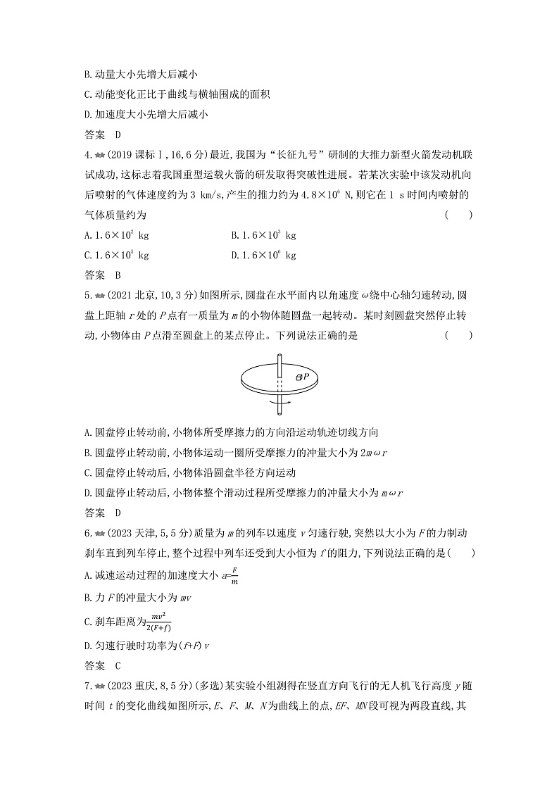 高考物理（山东专用）一轮复习专题七动量守恒定律练习含答案第2页
