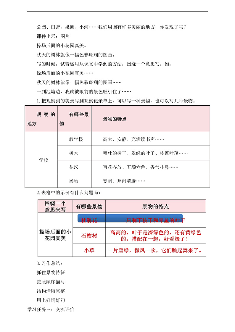 人教部编版语文三上第六单元 习作 《这儿真美》 课件+教案02