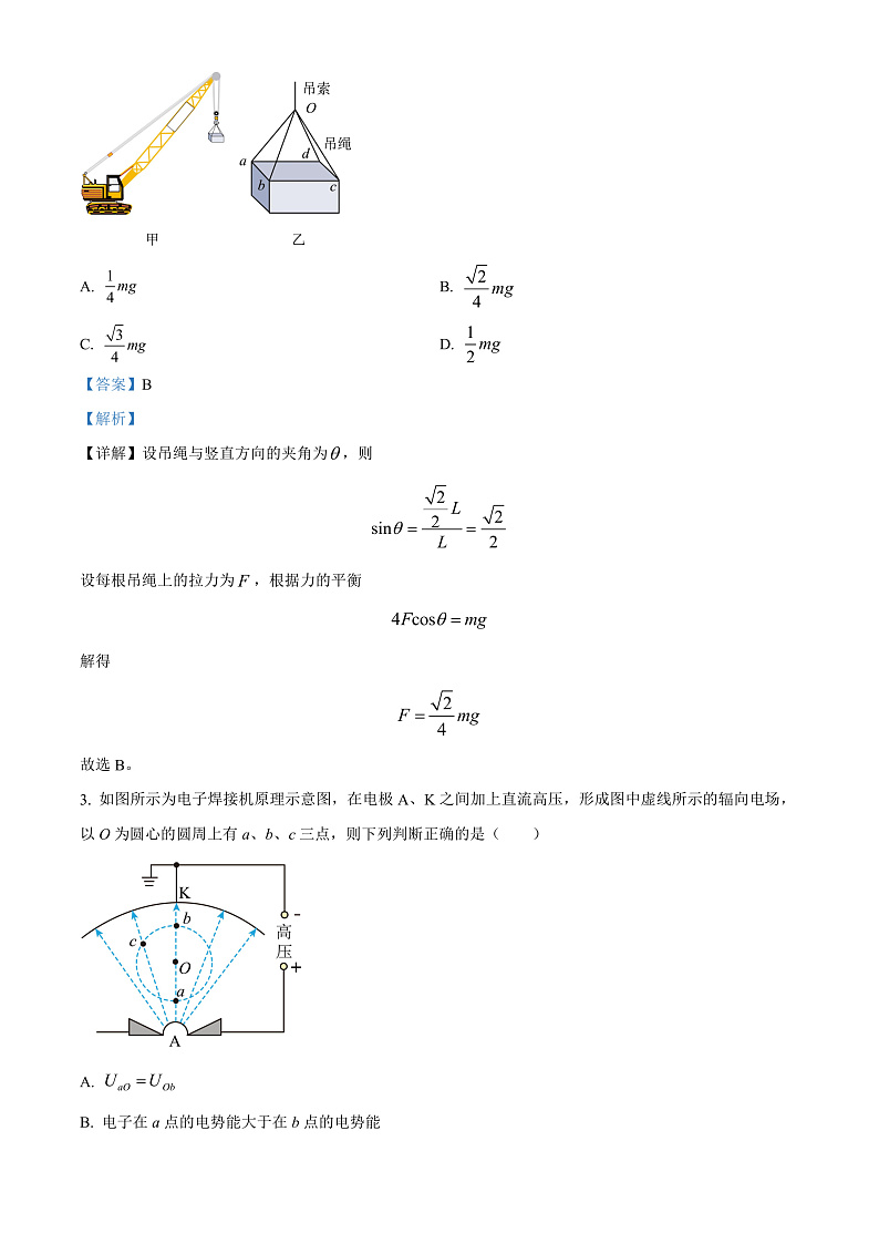 2024届安徽省合肥一中等A10联盟高三下学期最后一卷物理试题 （解析版）第2页