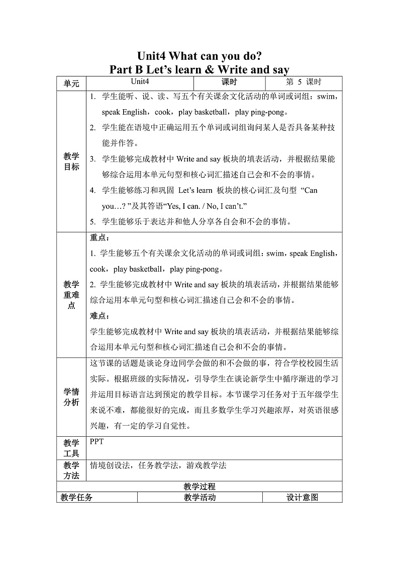 人教PEP版英语五年级上册 Unit 4 Part B Let's learn&Write and say （教学课件+同步教案）01