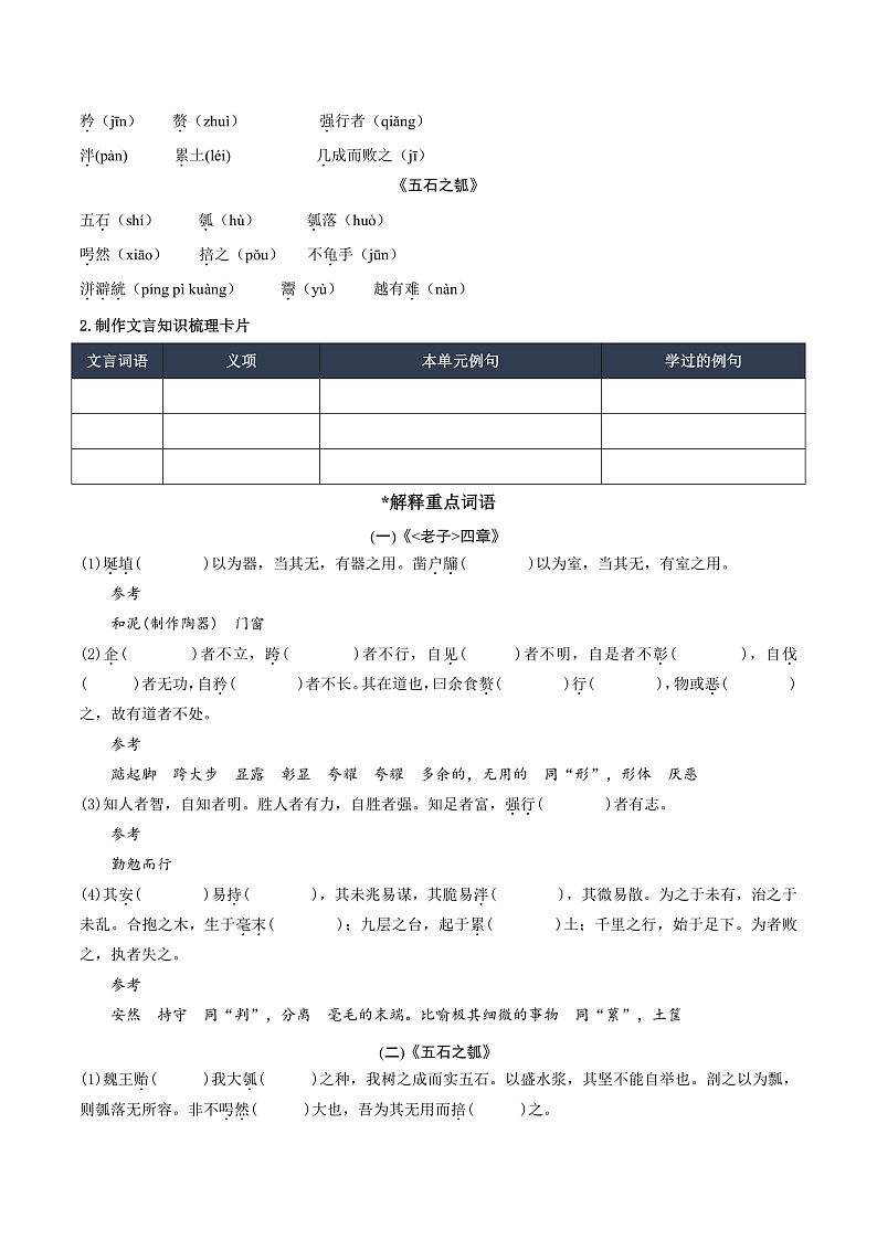 人教统编版高中语文选择性必修上册6《老子》四章《五石之瓠》课件+教案+导学案+分层作业02