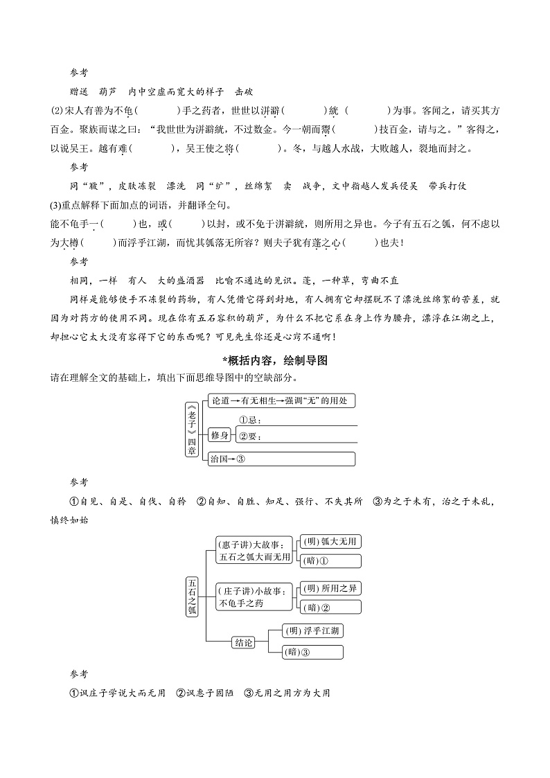 人教统编版高中语文选择性必修上册6《老子》四章《五石之瓠》课件+教案+导学案+分层作业03