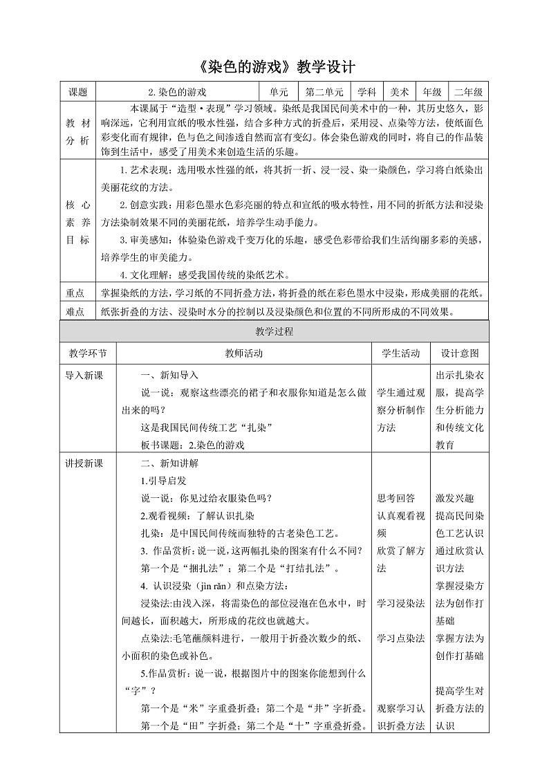 【核心素养】人教版美术二年级上册 2《染色游戏》课件+教案++素材01