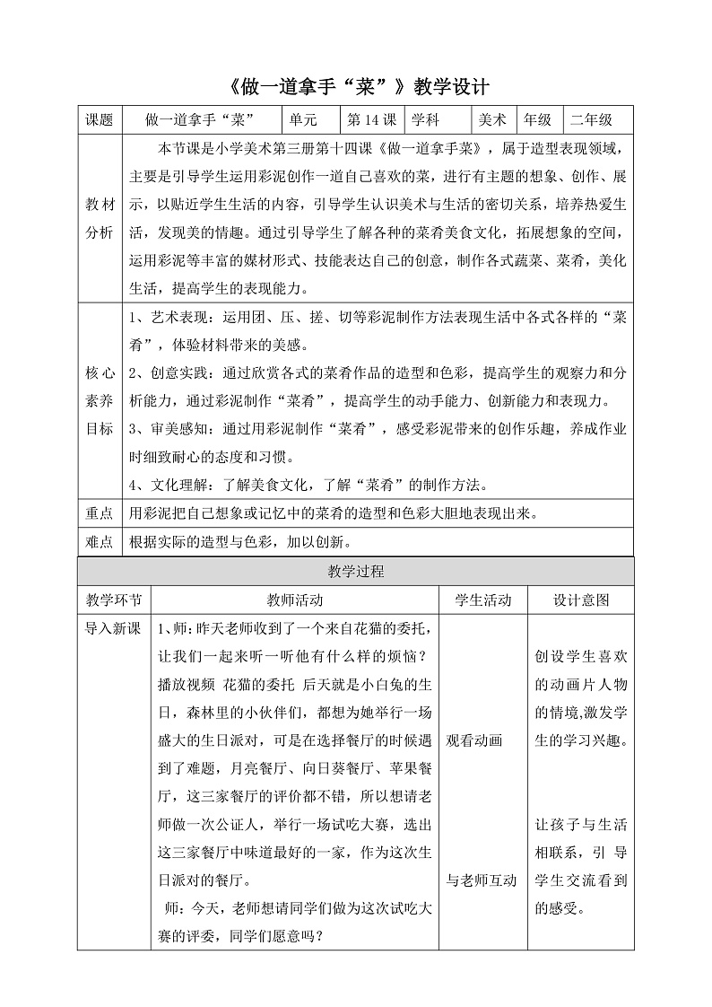 【核心素养】人教版美术二年级上册 14《做一道拿手“菜”》课件+教案+素材01