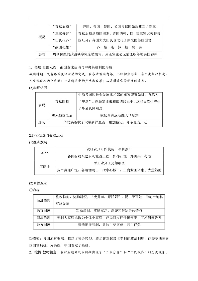 2025年新高考历史大一轮复习板块一　第一单元　第二讲　诸侯纷争与变法运动(课件+讲义+练习)02