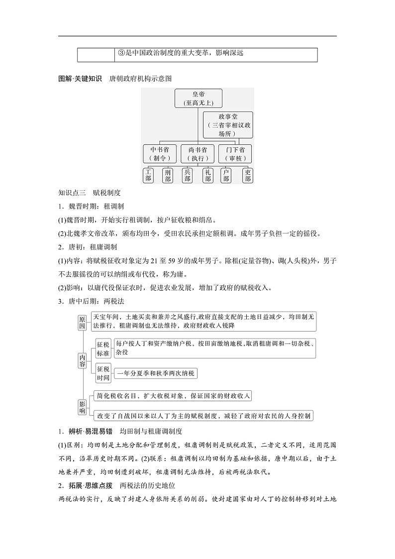 2025年新高考历史大一轮复习板块一　第三单元　第六讲　三国两晋南北朝至隋唐的制度变化与创新(课件+讲义+练习)03