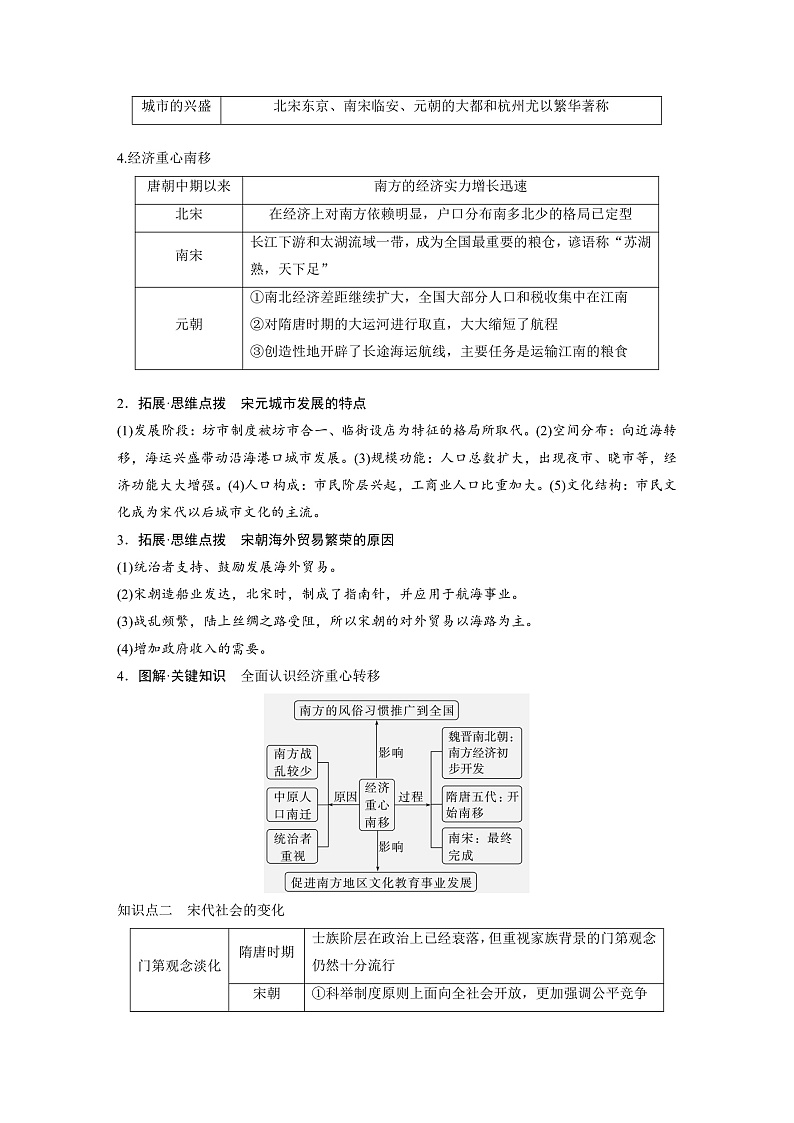 2025年新高考历史大一轮复习板块一　第四单元　第九讲　辽宋夏金元的经济与社会(课件+讲义+练习)03