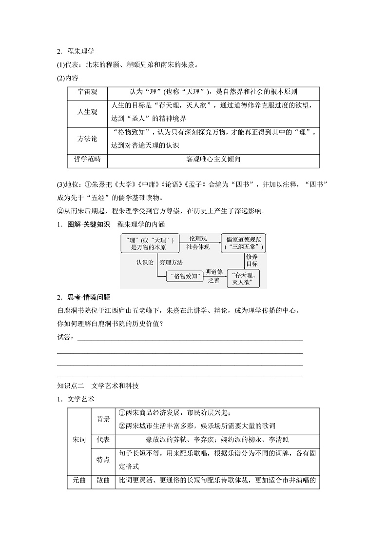 2025年新高考历史大一轮复习板块一　第四单元　第十讲　辽宋夏金元的文化(课件+讲义+练习)02