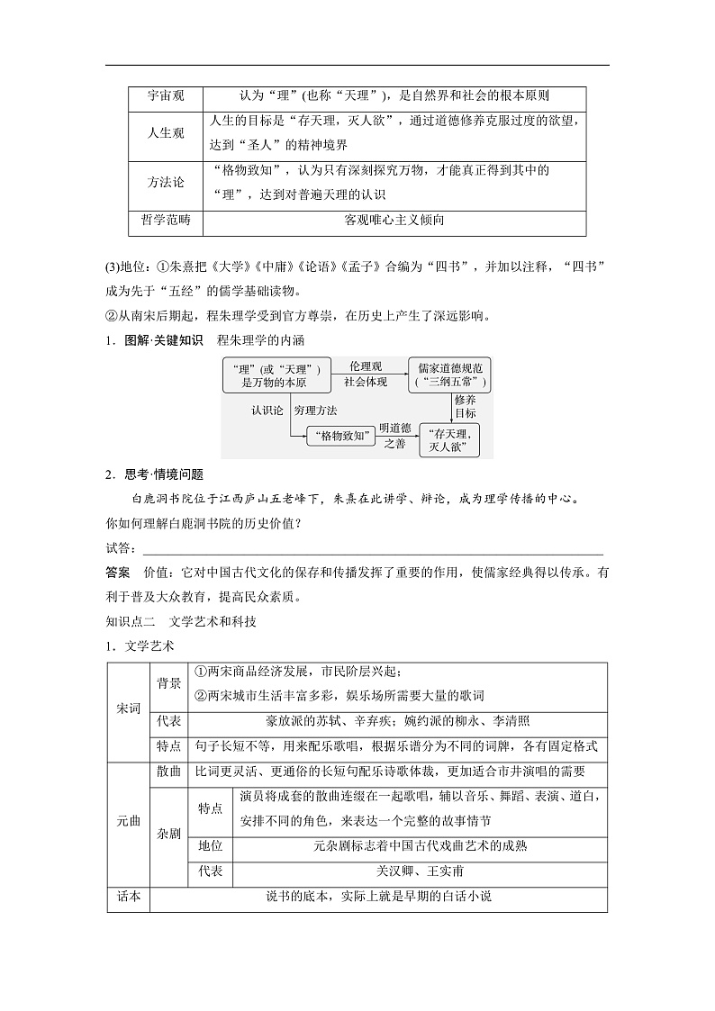 2025年新高考历史大一轮复习板块一　第四单元　第十讲　辽宋夏金元的文化(课件+讲义+练习)02