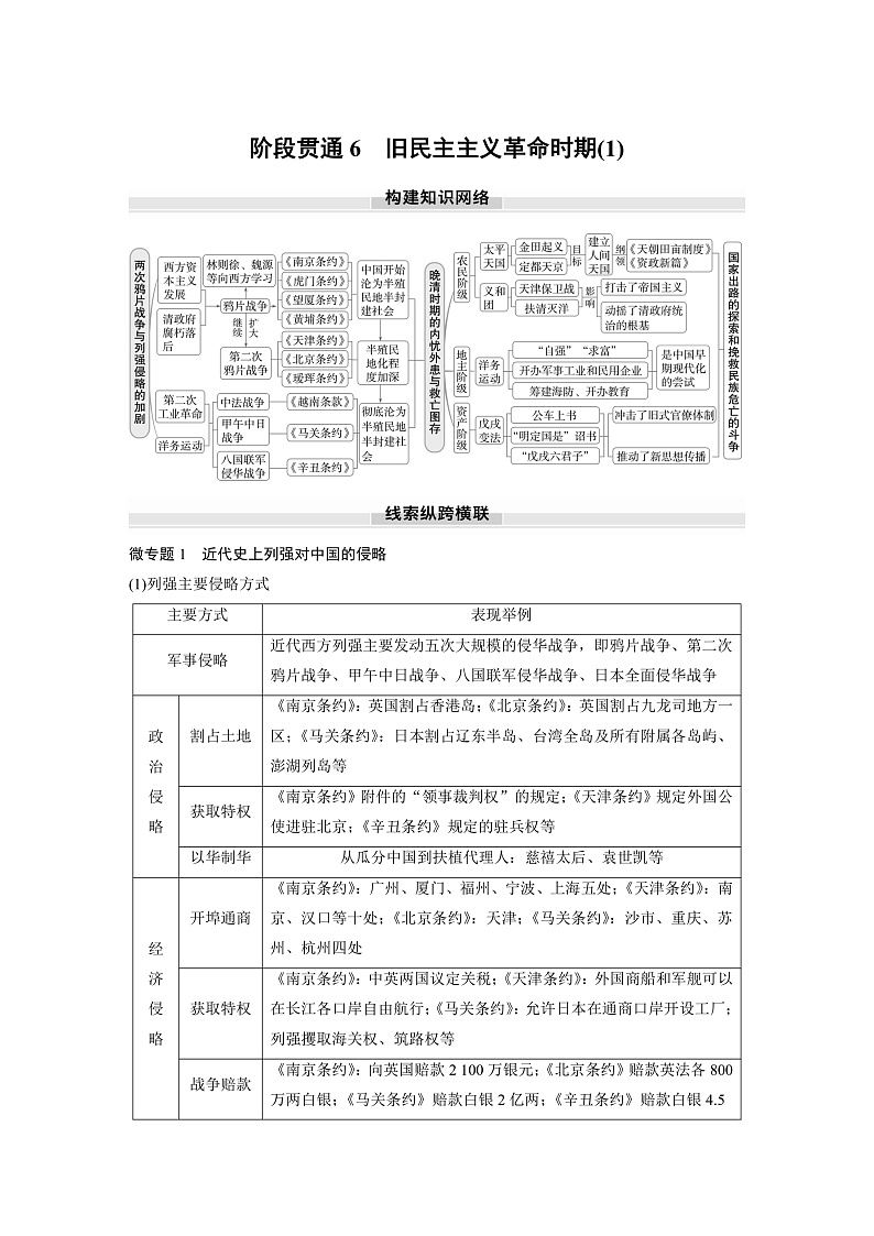 2025年新高考历史大一轮复习板块二　第六单元　阶段贯通6　旧民主主义革命时期(1)(课件+讲义+练习)01