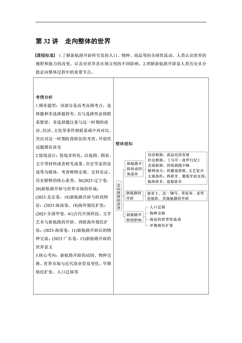 2025年新高考历史大一轮复习板块四　第十二单元　第32讲　走向整体的世界(课件+讲义+练习)02