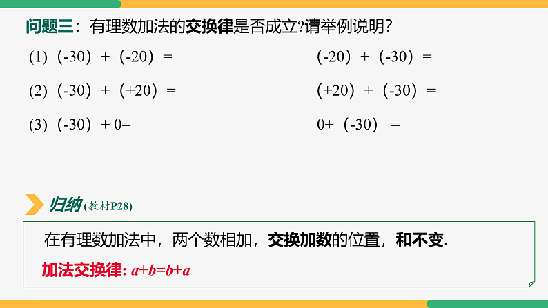 【人教版】七上数学  2.1.1有理数的加法（第2课时运算律）（教学课件）07