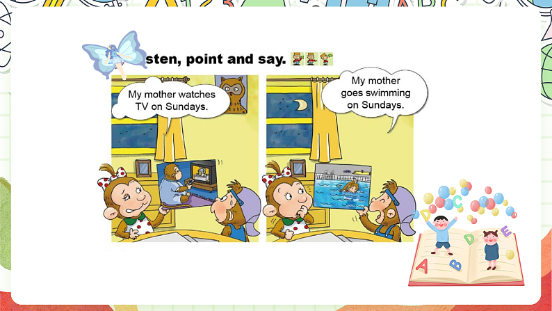 外研版（一起）英语二年级上册Module 8 Unit 1《She goes swimming》课件05