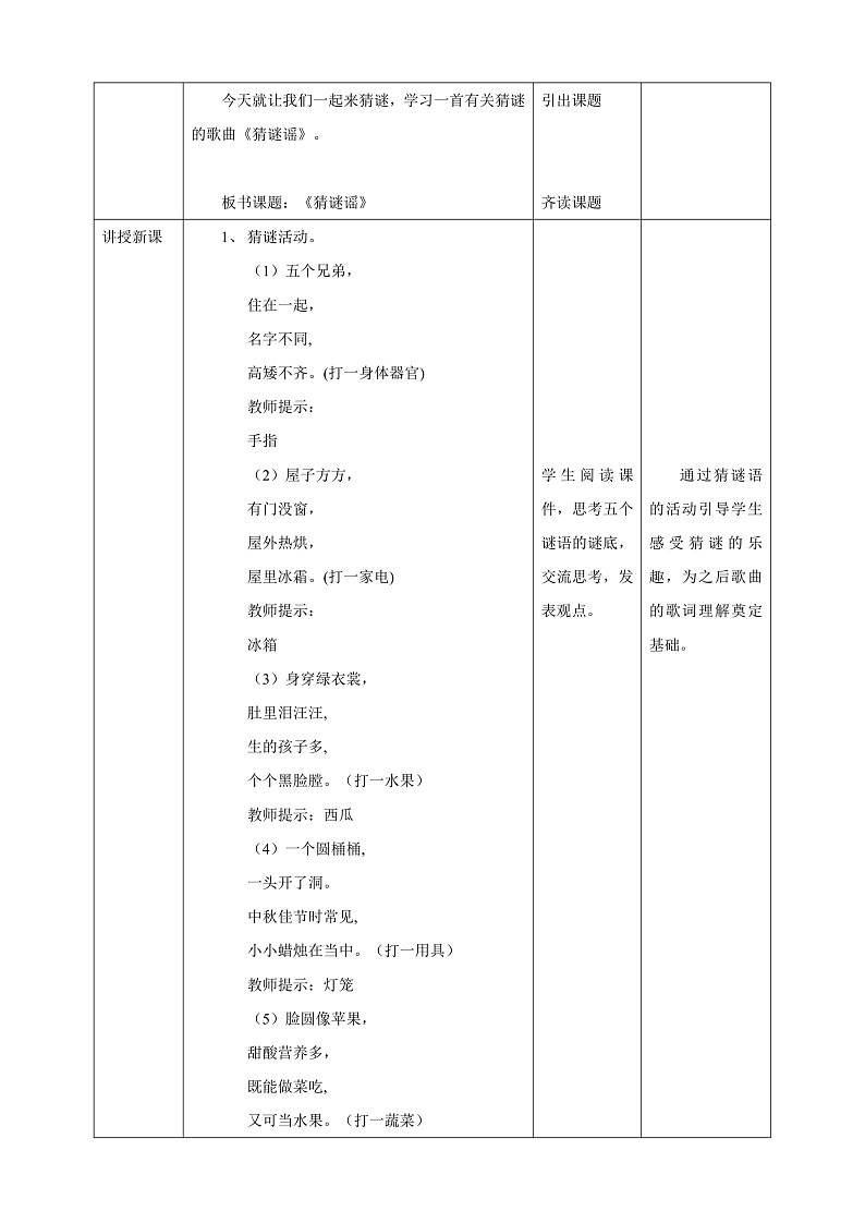 【核心素养】人教版音乐二上2.3《猜谜谣》课件+教案+素材02