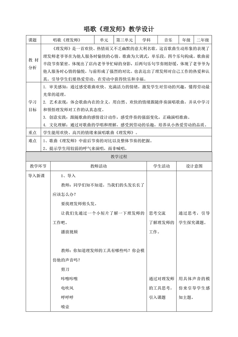 【核心素养】人教版音乐二上3.2《理发师》课件+教案+素材01