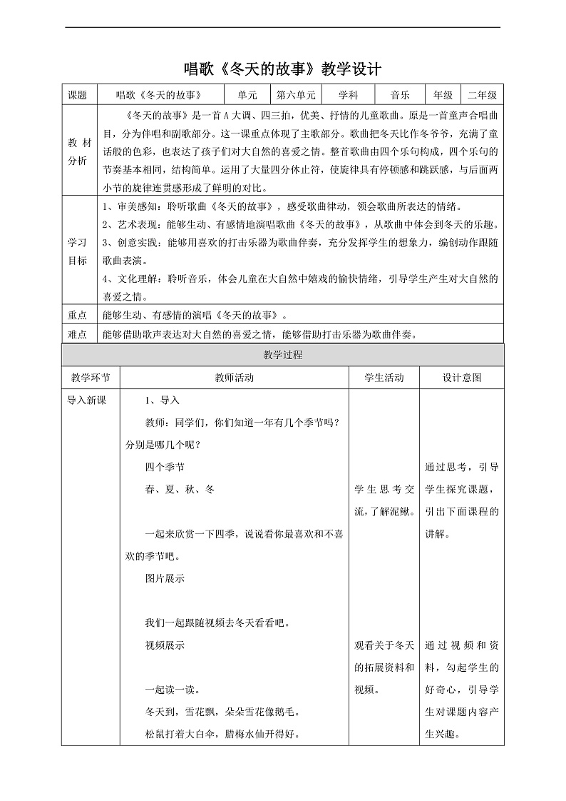 【核心素养】人教版音乐二上6.1《冬天的故事》课件+教案+素材01
