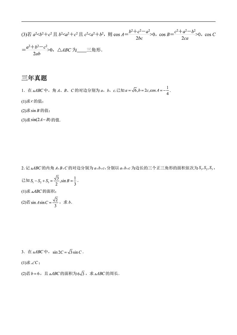 新高考数学二轮复习对点题型第18讲解三角形（学生版）第3页