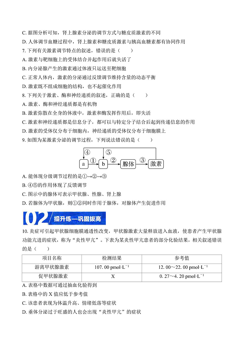 人教版高二生物选择性必修一 3.3.2 《水和无机盐平衡的调节》分层练习（原卷+解析卷）03