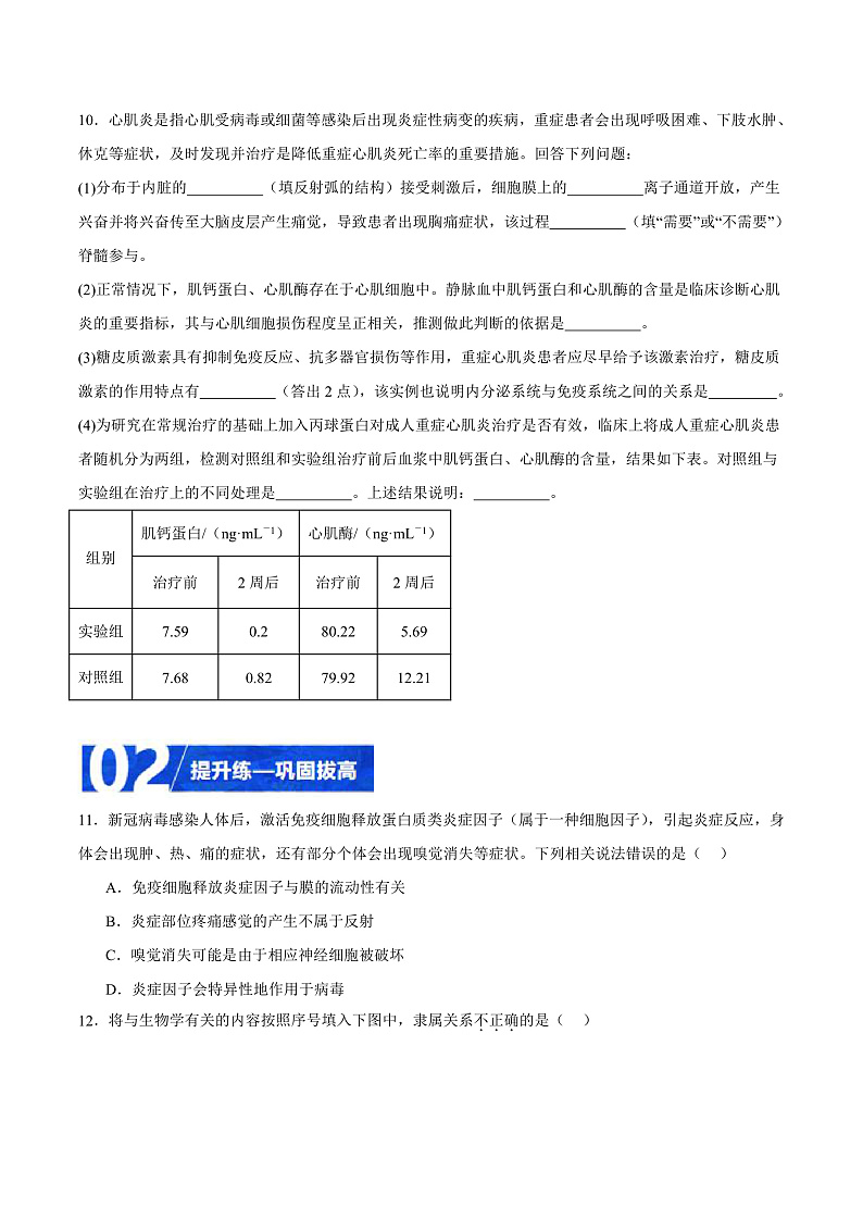 人教版高二生物选择性必修一 4.1 《免疫系统的组成和功能》分层练习（原卷+解析卷）03