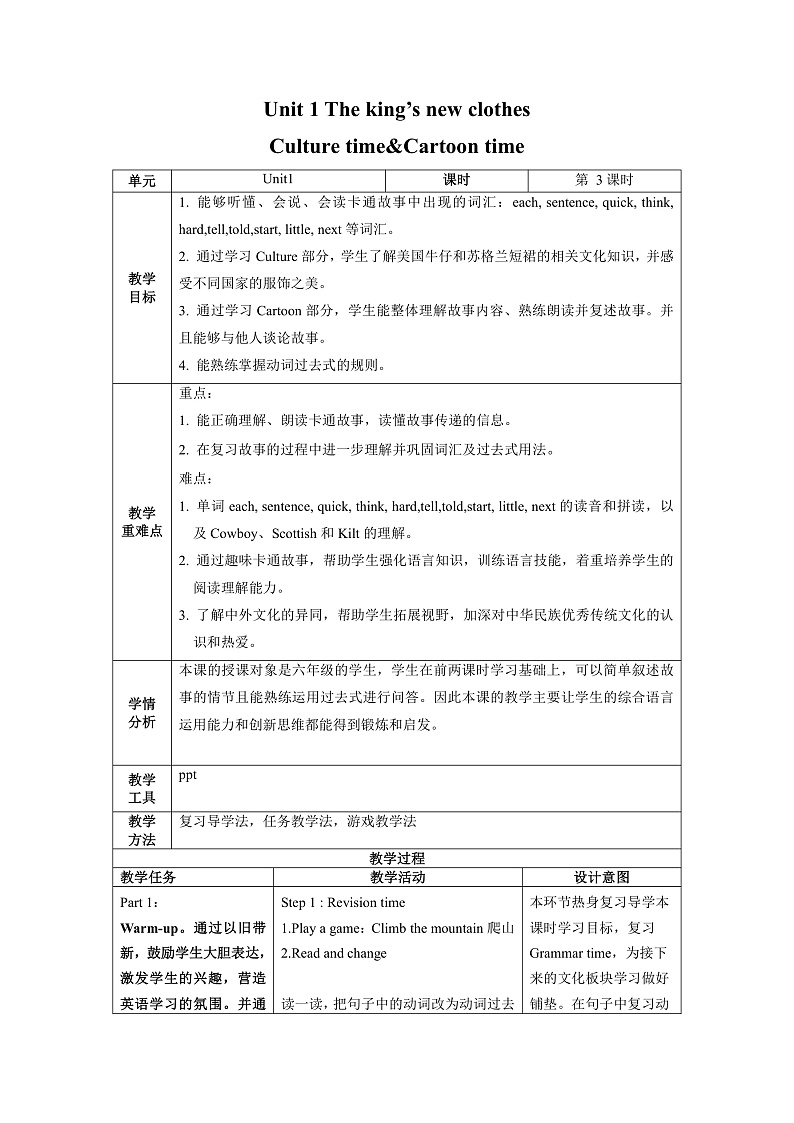 牛津译林版英语六年级上册Unit1《Culture time&Cartoon time》课件+教案+素材01