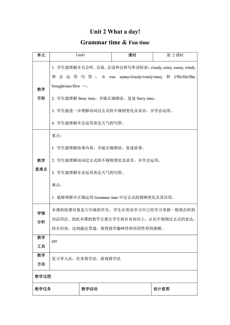 牛津译林版英语六年级上册Unit2 《Grammar time&Fun time》课件+教案+素材01