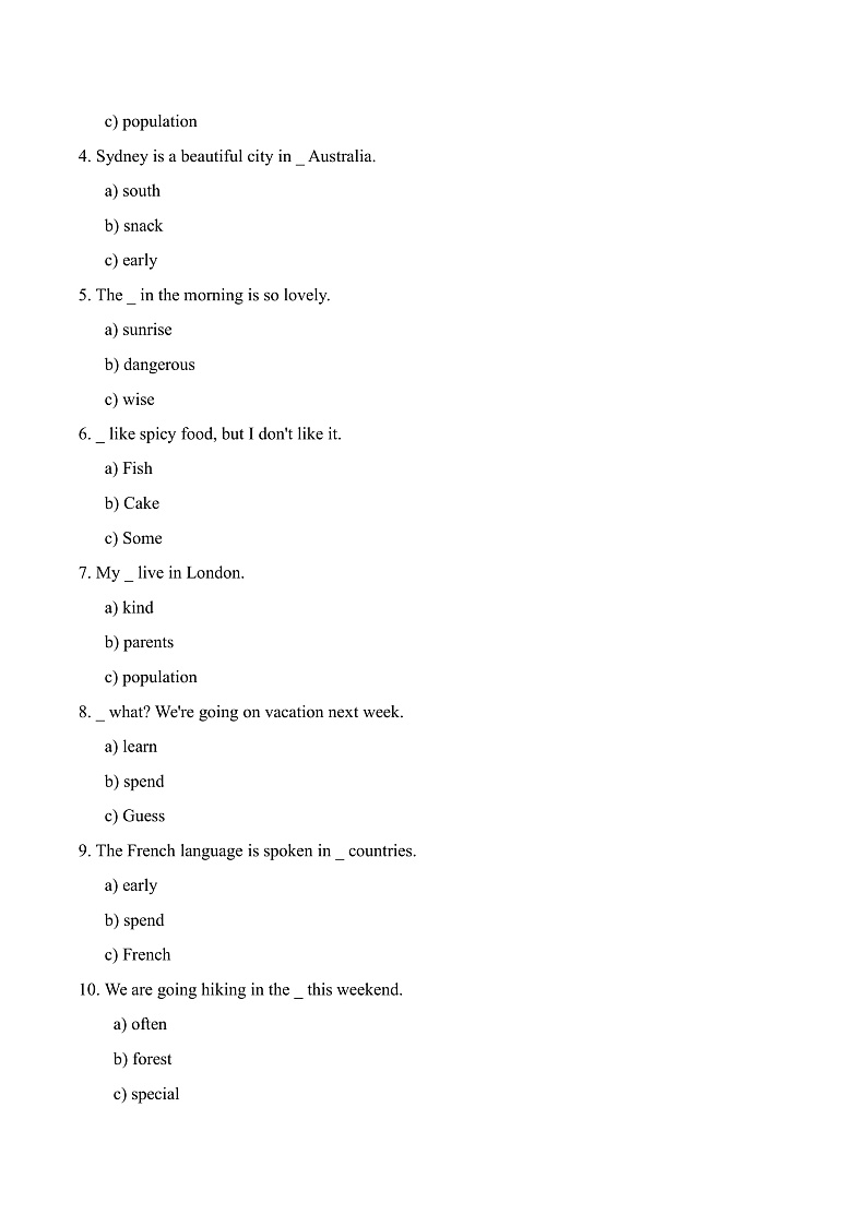 人教版新起点英语六上 Unit 1 - 3 重点单词巩固复习题03