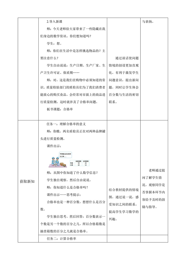 北师大版数学六上4.2《合格率》课件＋教案02