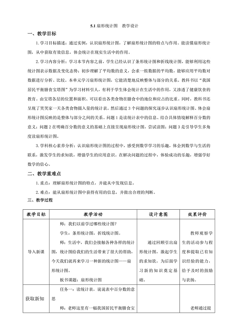 北师大版数学六上5.1《扇形统计图》课件+教案01