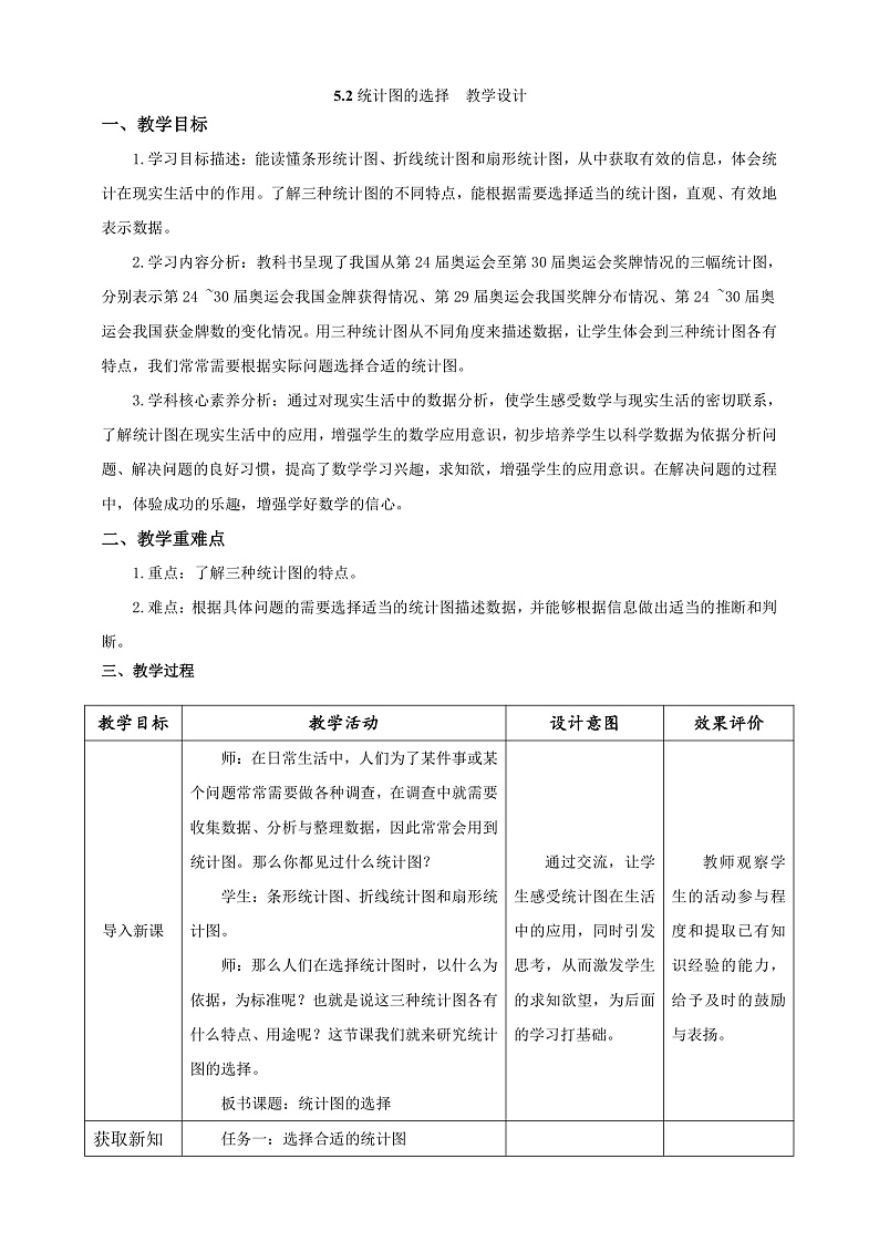 北师大版数学六上5.2《统计图的选择》课件+教案01