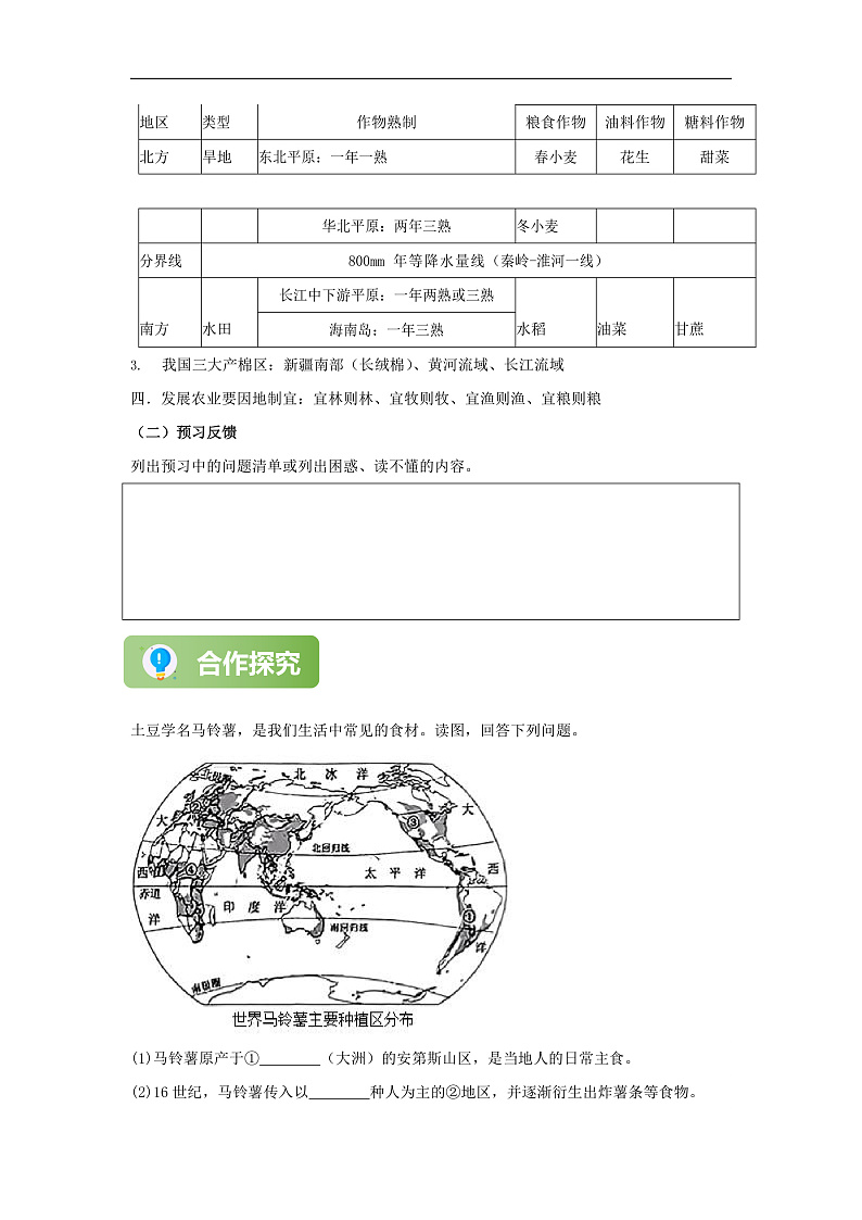 【精彩课堂】人教版八年级地理上册 第四章第二节 农业 同步探究学案（含解析）02