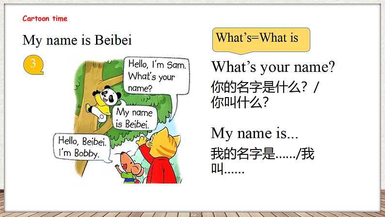 Unit 2 What's your name 第一课时 Cartoon time（课件）-2024-2025学年译林版（三起）英语三年级上册07