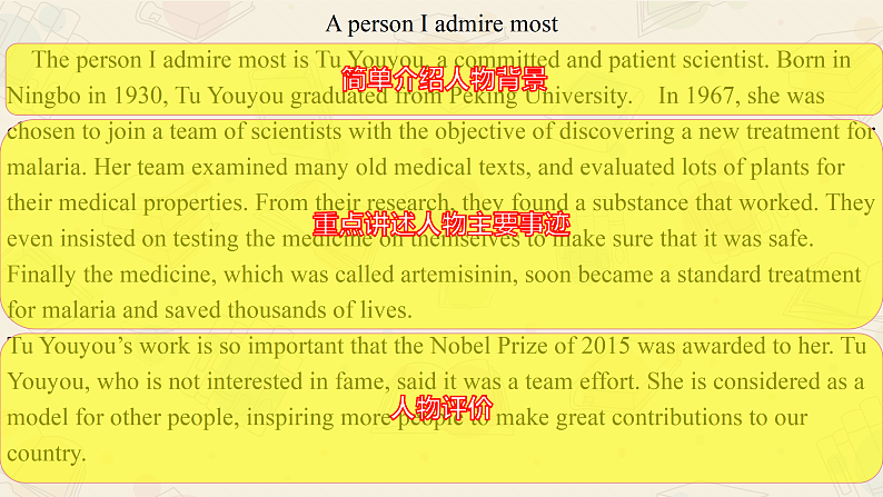 新上教版英语必修第三册 06 Unit 2  Art and artists 人物介绍写作课件05