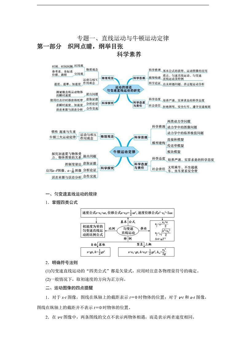 新高考物理二轮专题复习精练专题1 直线运动与牛顿运动定律（原卷版）第1页