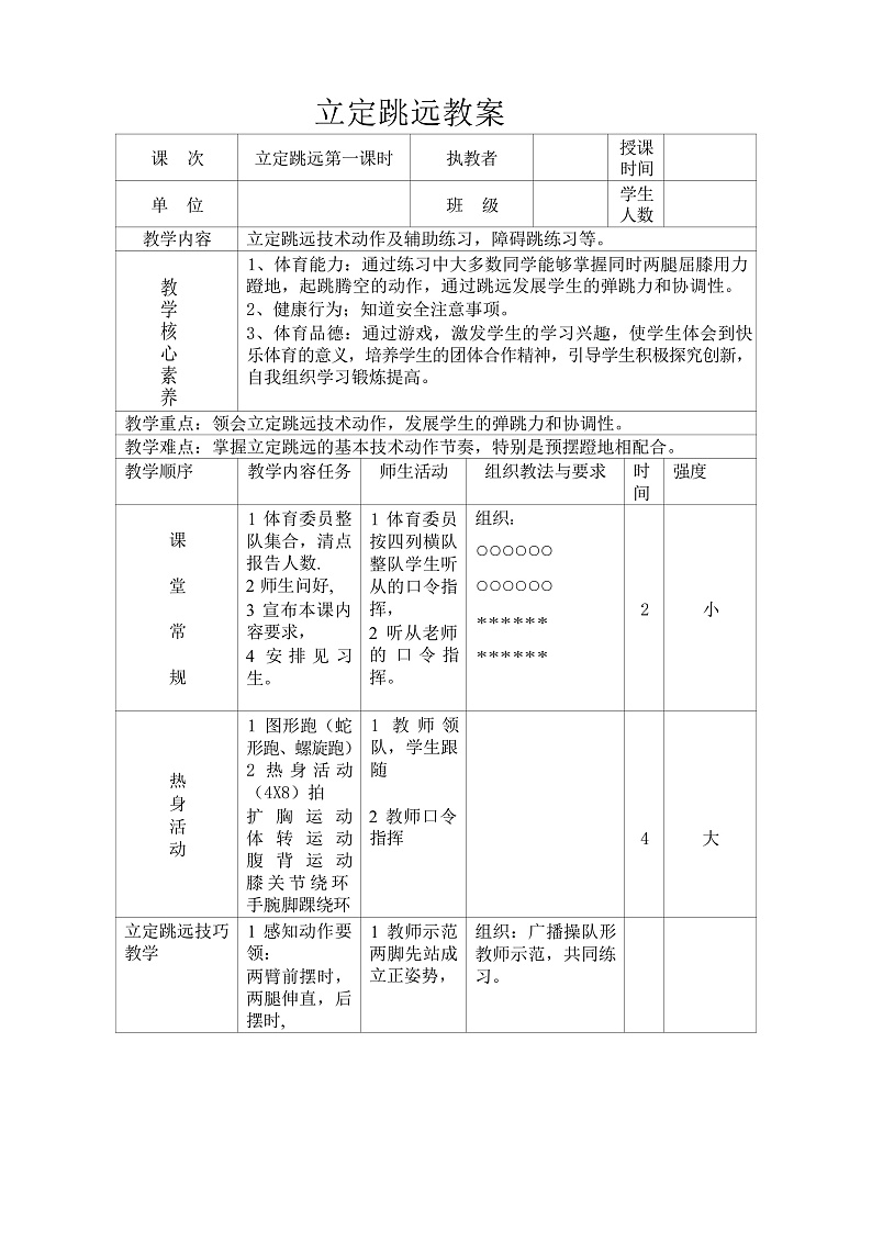八年级   立定跳远第1页