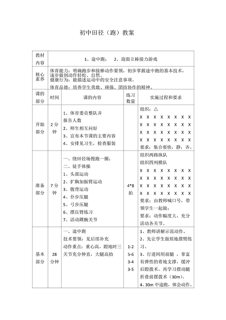 初中田径（跑）教案  徐定清第1页