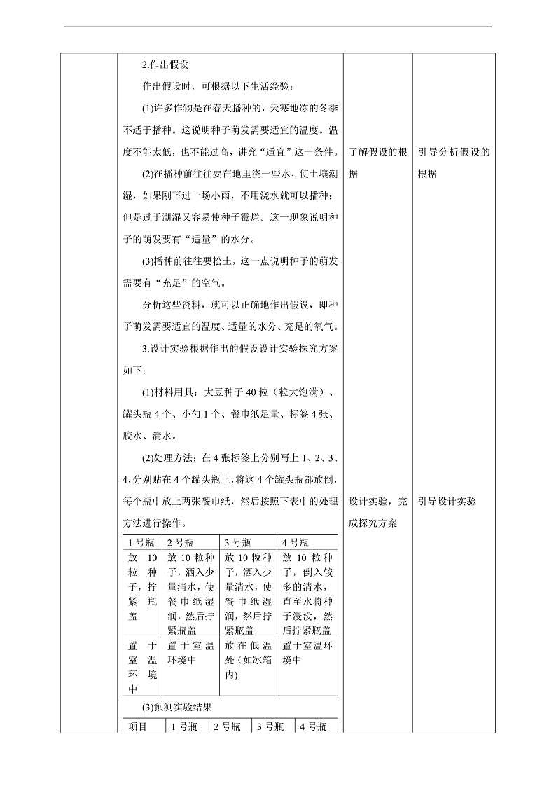 【新课标】冀少版生物八上3.1.2《种子萌发的条件》教案第2页